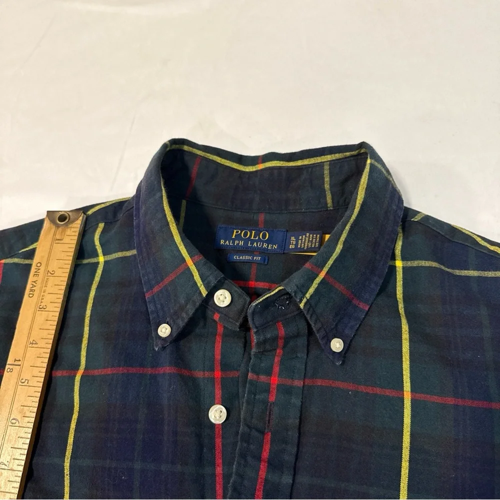 Polo by Ralph Lauren Men's Navy Plaid Shirt‎ XL